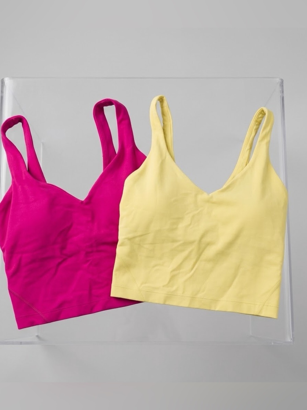 bundle of 2 Lululemon V-Neck align Bralettes - Hot Pink & bright Yellow- size 2